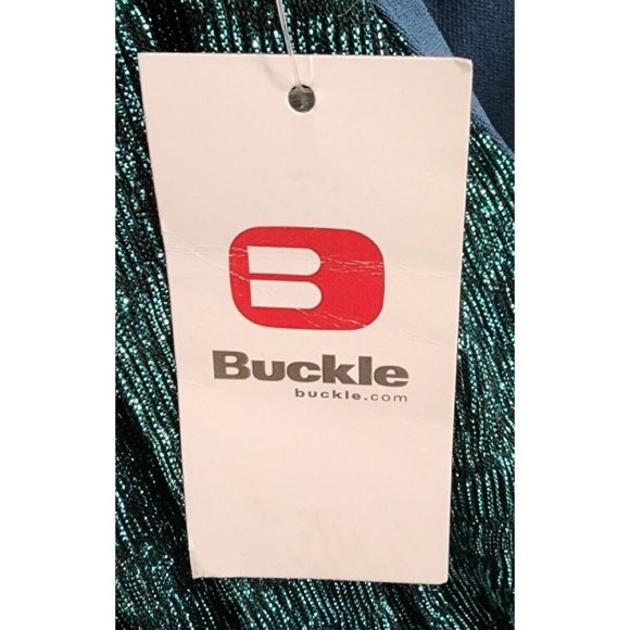 NWT Buckle Wanderlux Women's Metallic Teal Green Long Sleeve Bodysuit Size XS - Picture 10 of 13